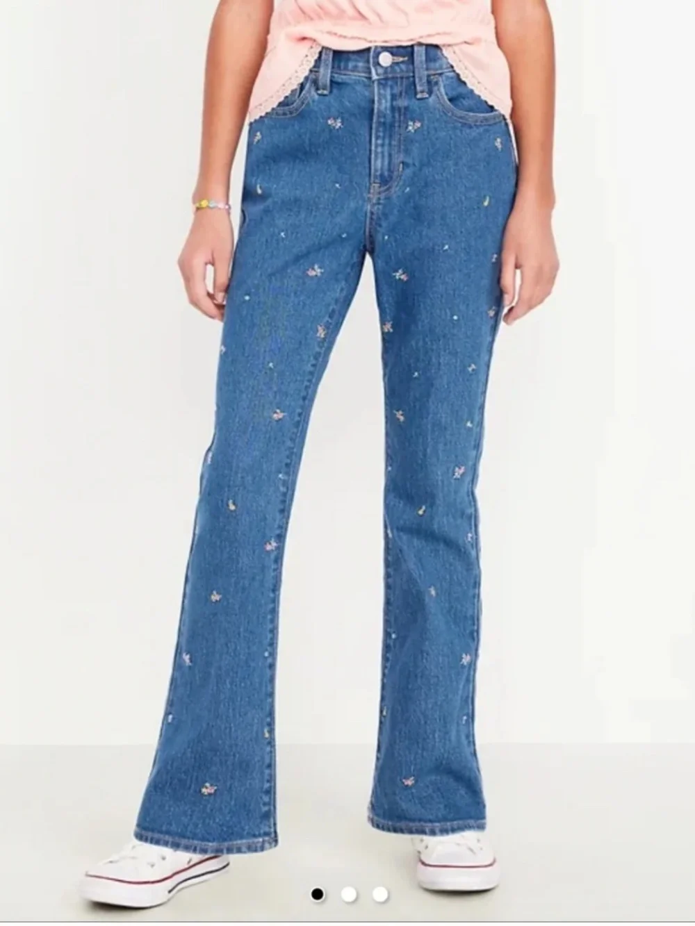 Old Navy Girls High-Rise Flower Embroidered Flare Jeans 14